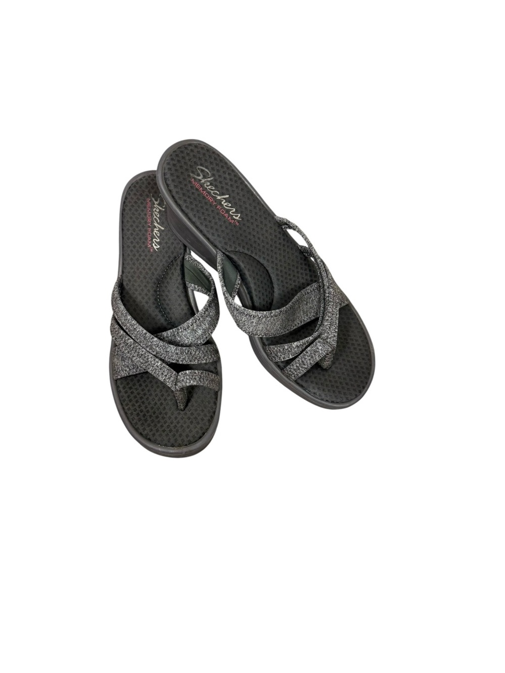 Skechers Rumbler gray fabric Crossover Strap Sandals size 9